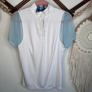 Le Flash Paulo Alto Equestrian Mesh Sleeve White Top